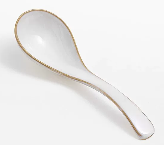 Luxe Minimalist Versailles — Large Serving Spoon — White and Gold