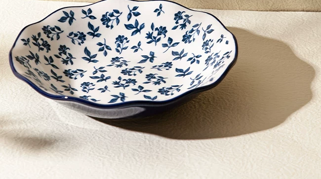 Palais Blue Floral Porcelain — Soup Plate — Blue Floral