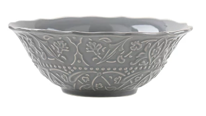 Royal Embossed Ceramic Series — Grey Noodle Bowl — Grey