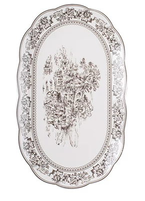 Royal Embossed Ceramic Series — Toile Oval Platter — Toile